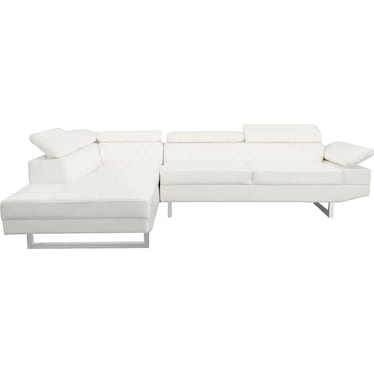 Noah White Left Sectional with Ottoman