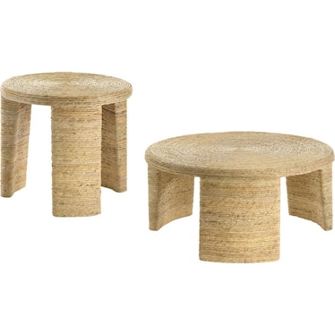 Flores Woven Rattan Occasional Table 2 Pcs Set