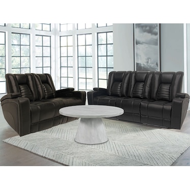 Omari Black Dual Power Recliner 2 Pcs Set