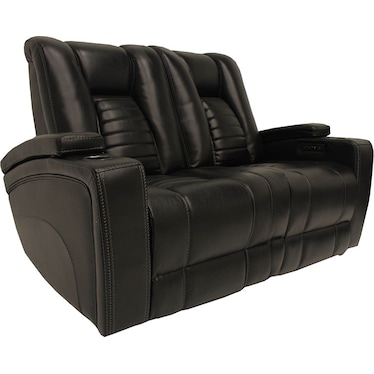 Omari Black Dual Power Recliner Loveseat