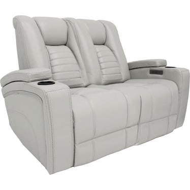 Omari Light Gray Dual Power Recliner Loveseat