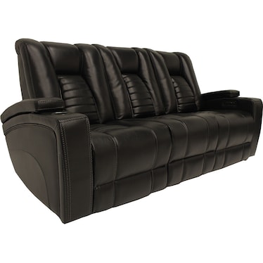 Omari Black Dual Power Recliner Sofa