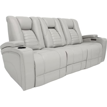 Omari Light Gray Dual Power Recliner Sofa