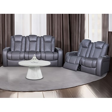 Oporto Gray Dual Power Recliner 2 Pcs Set