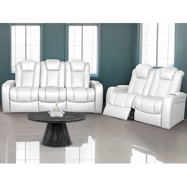 Oporto White Dual Power Recliner 2 Pcs Set