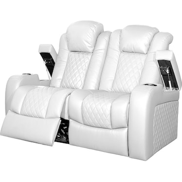 Oporto White Dual Power Recliner Loveseat