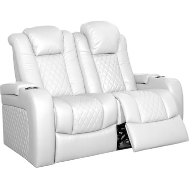 Oporto White Dual Power Recliner Loveseat