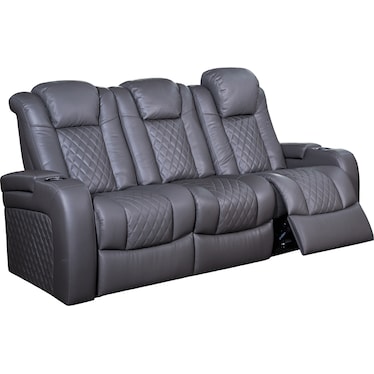 Oporto Gray Dual Power Recliner Sofa