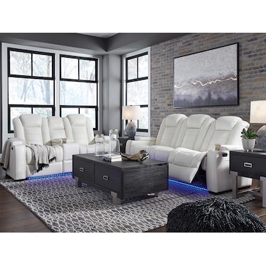 Party Time White Dual Power Recliner 2 Pcs Set