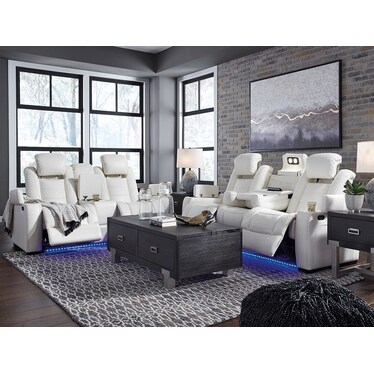 Party Time White Dual Power Recliner 2 Pcs Set