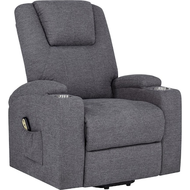 Diego Grey Chenille Power Lift Massage Recliner