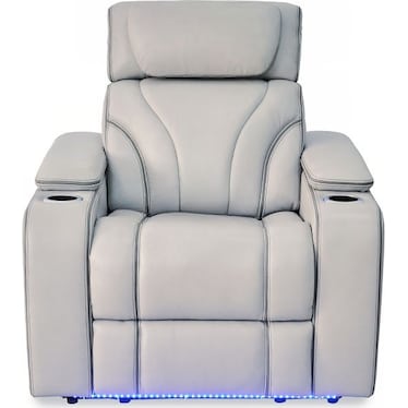 Josh Silver Leather Dual Power Recliner