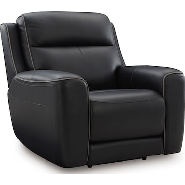Zella Onyx Leather Massage Dual Power Recliner