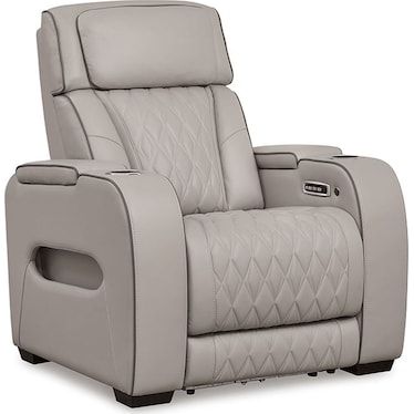Cameron Gray Leather Massage Dual Power Recliner