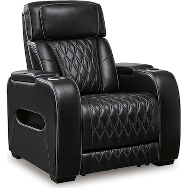 Cameron Black Leather Massage Dual Power Recliner
