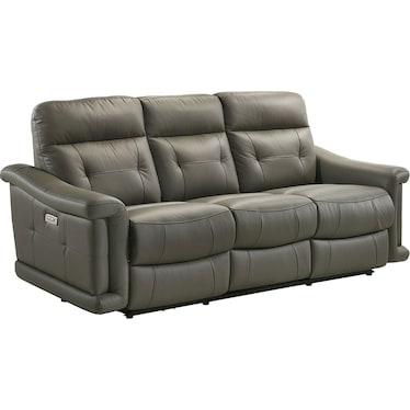 Sammit Grey Leather Power Sofa