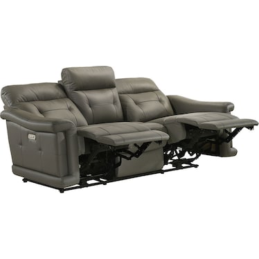 Sammit Grey Leather Power Sofa