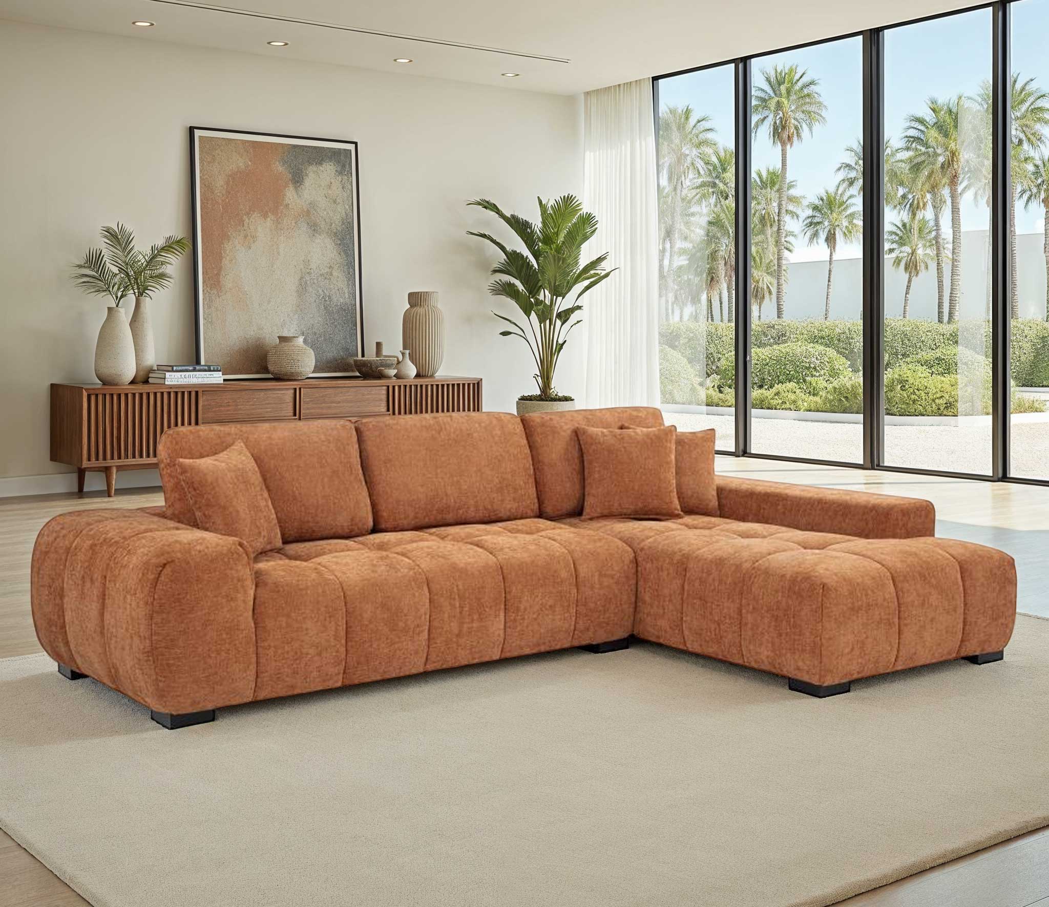 Lazlo Orange Upholstered Sectional | Rana