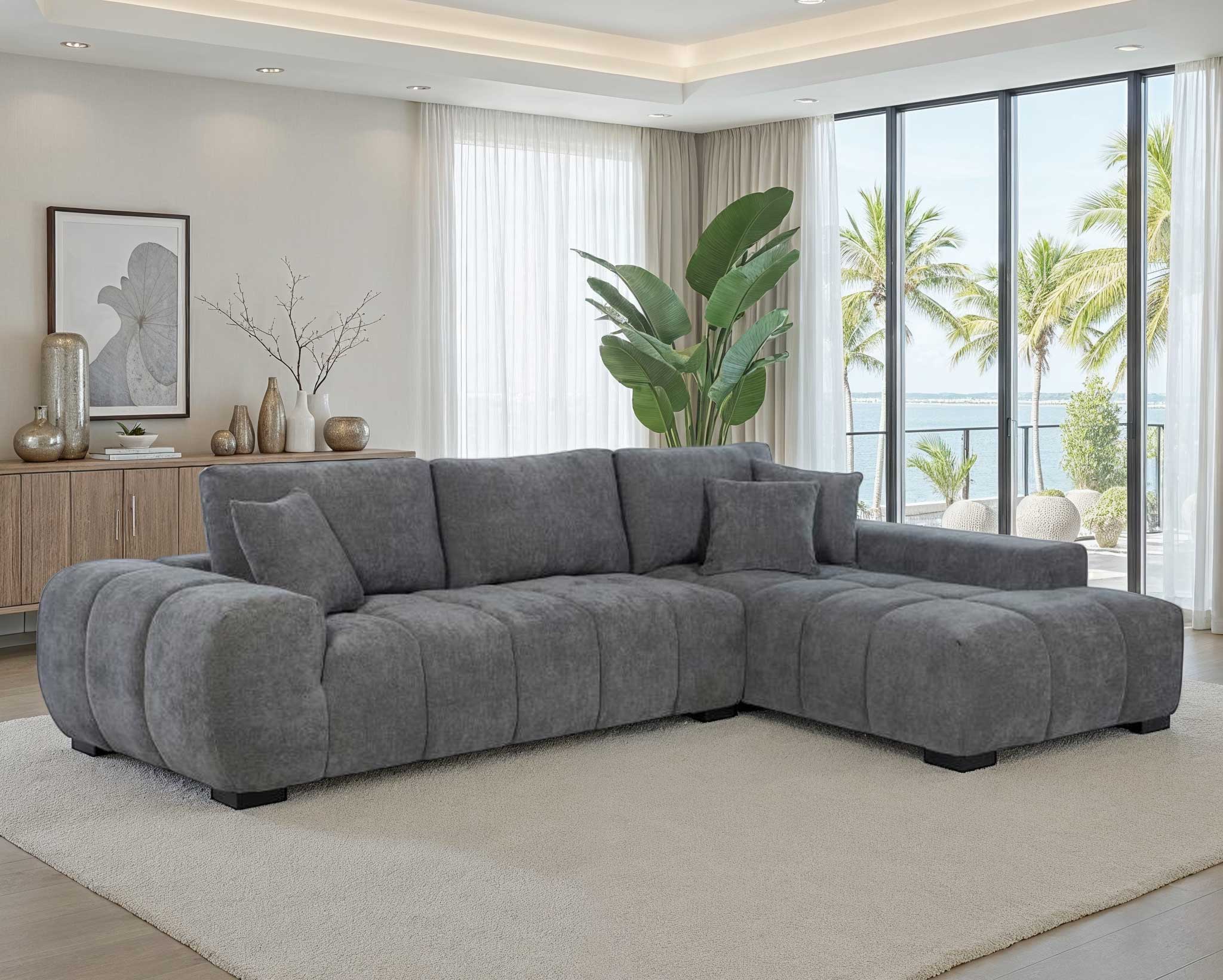 Lazlo Charcoal Upholstered Sectional | Rana