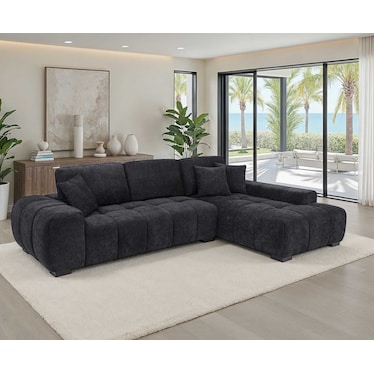 Lazlo Black Upholstered Sectional