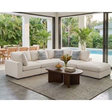 Haven Beige 5 Pcs Modular Sectional w/ Ottoman