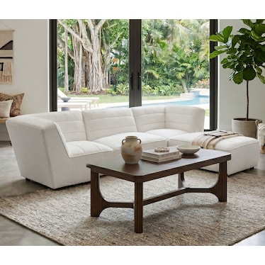 Jolie White Boucle 4 Pcs Modular Sectional w/ Ottoman
