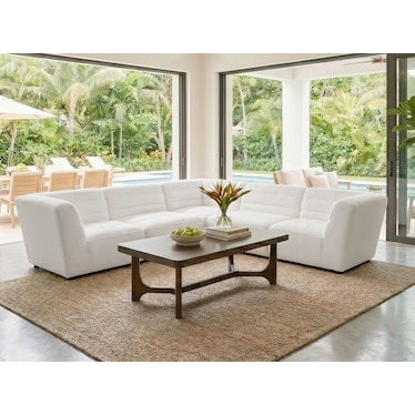 Jolie White Boucle 5 Pcs Modular Sectional