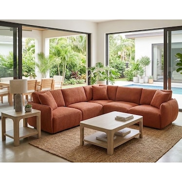 Halston Coral Chenille 5 Pcs Modular Sectional