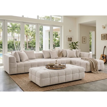 Fiorina Chenille 3 Pcs Sectional w/ Ottoman