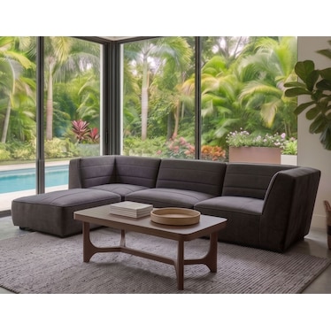 Jolie Charcoal Boucle 4 Pcs Modular Sectional w/ Ottoman