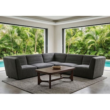 Jolie Charcoal Boucle 5 Pcs Modular Sectional