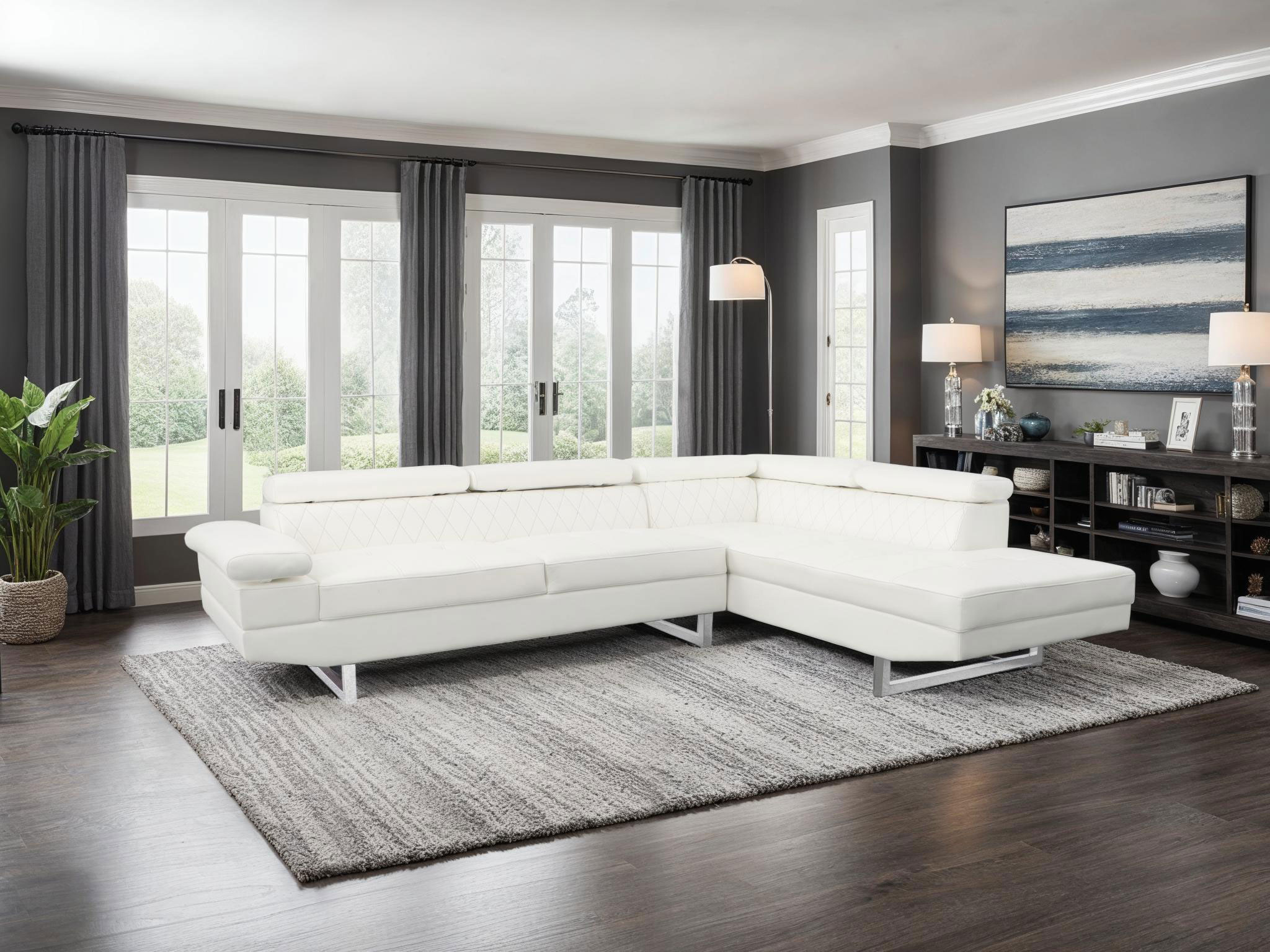 ミュージック Noah Krolikine - The White Lounge Noah White Right Sectional | Rana