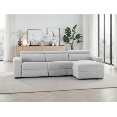 Rayne Gray Boucle Power Recliner Sectional