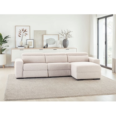 Rayne White Boucle Power Recliner Sectional