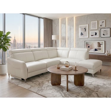 Mateo White Leather Single Power Recliner Sectional