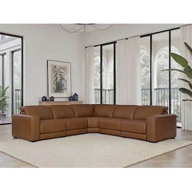Meliora Leather 3 Dual Power Recliner 5 Pcs Modular Sectional