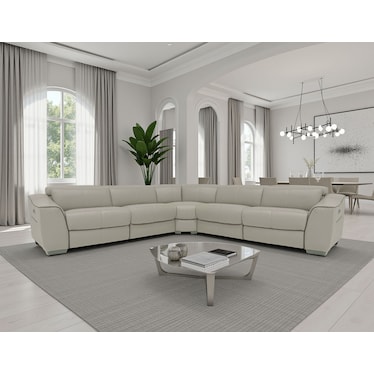 Kerala Gray Leather 3 Dual Power Recliner Sectional