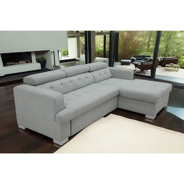 Fleming Popstitch Dove Left Sleeper Sectional