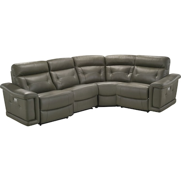 Sammit Grey Leather 3 Power Recliner 4 Pcs Sectional