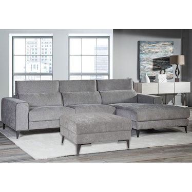 Sereno Gray Right Sectional with Ottoman