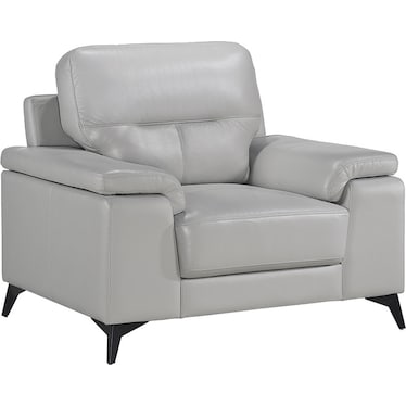 Seth Silver Gray Leather Chair