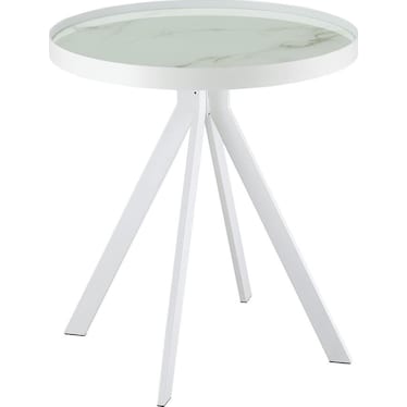 Torino White Marble Printed Glass Top End Table
