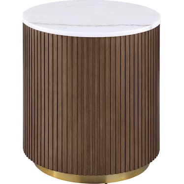 Dumont Brown Round Marble Top End Table