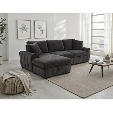 Alessia Charcoal Sleeper Sectional