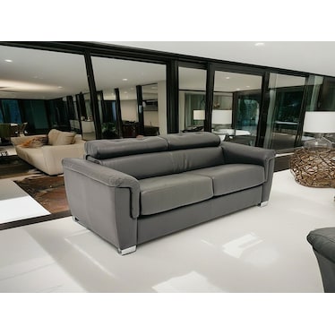 Ronald Gray Leather Queen Sleeper Sofa