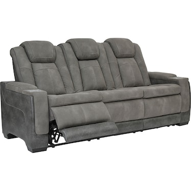 Durapella Gray Dual Power Recliner Sofa