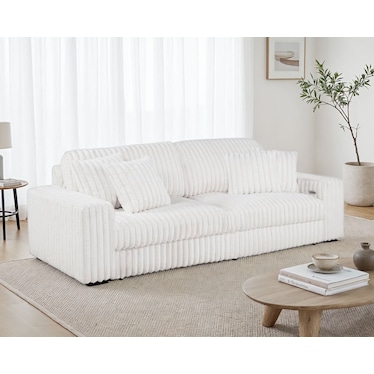 Linden Ivory Corduroy Dual Power Chaise Sofa