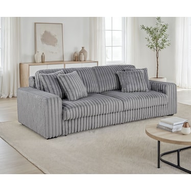 Linden Gray Corduroy Dual Power Chaise Sofa