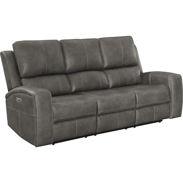 Dario Gray Triple Power Recliner Sofa w/ DDT
