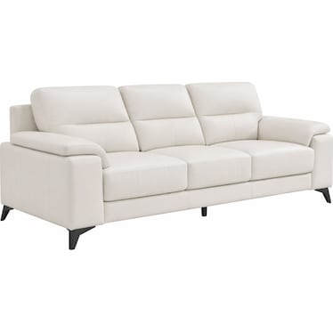 Seth White Leather Sofa